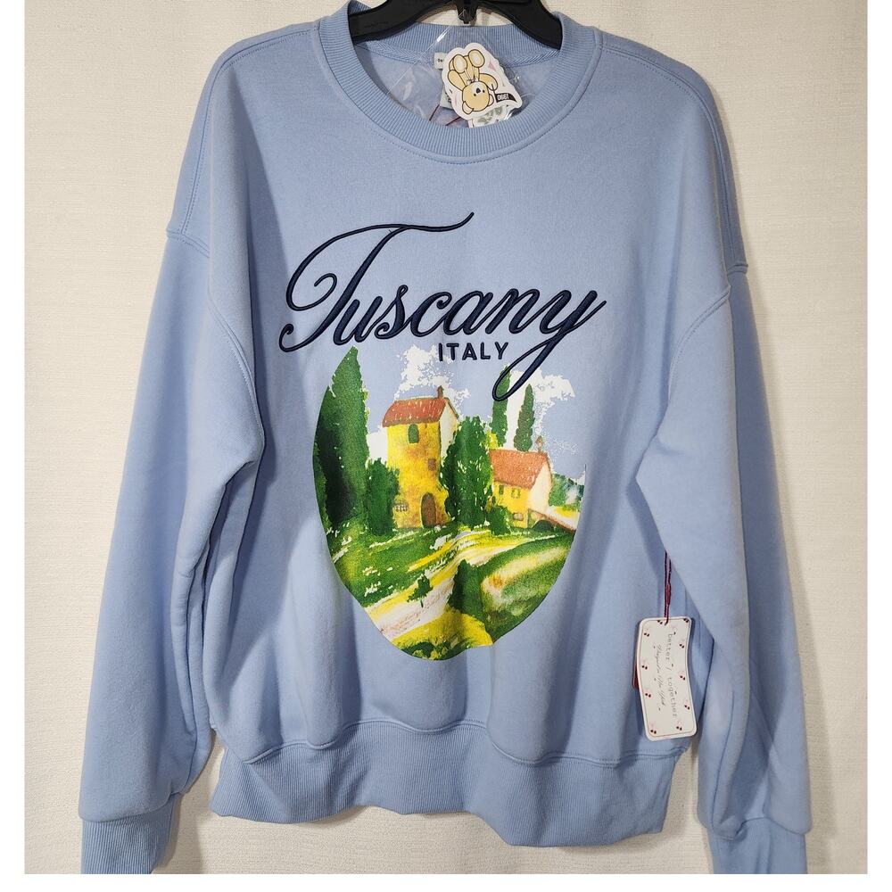 Tuscany Italy women's size Large blue sweatshirt